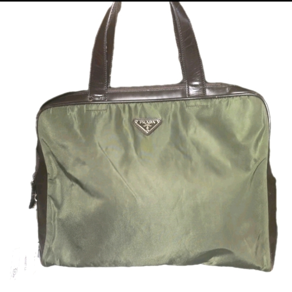 Authentic Vintage Prada Green Tessuto Nylon Women's Handbag - Picture 2 of 10